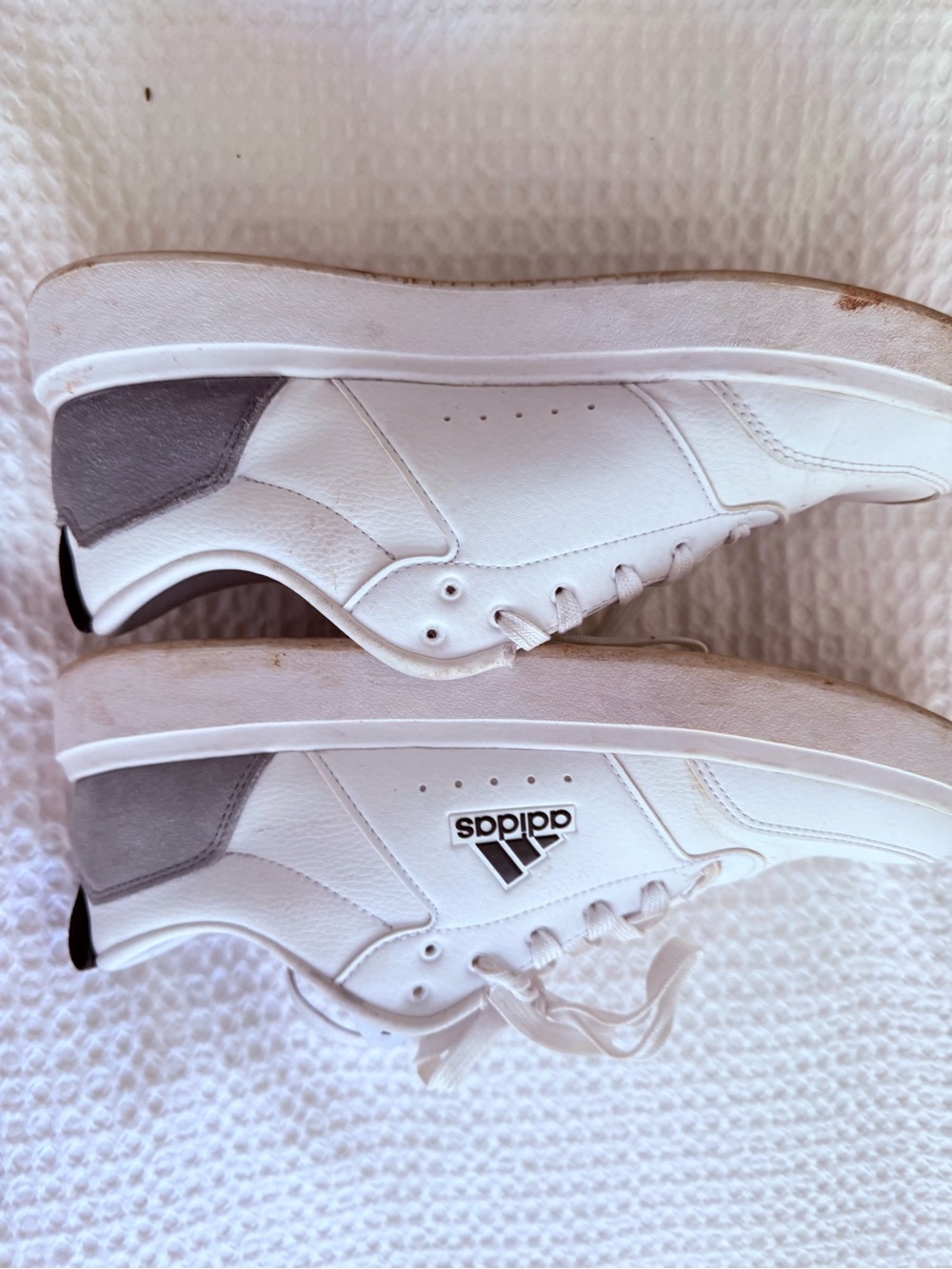 adidas White Sneakers with Gray Heel Panel